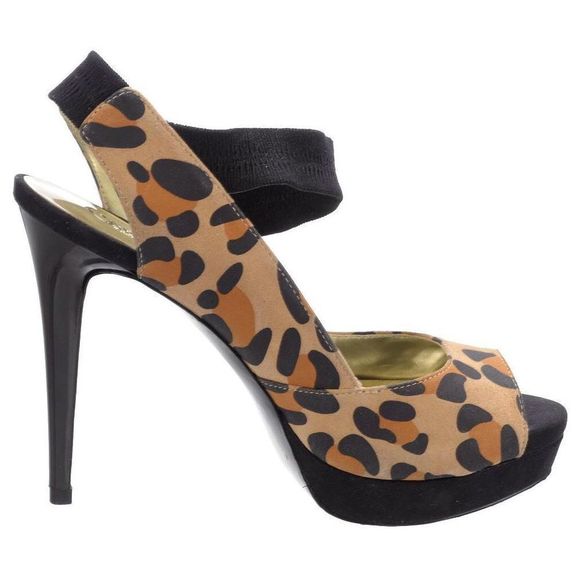 Carlos Santana Women's Suede Leopard Print Peep Toe Platform Stiletto Pumps NIB - Picture 7 of 16
